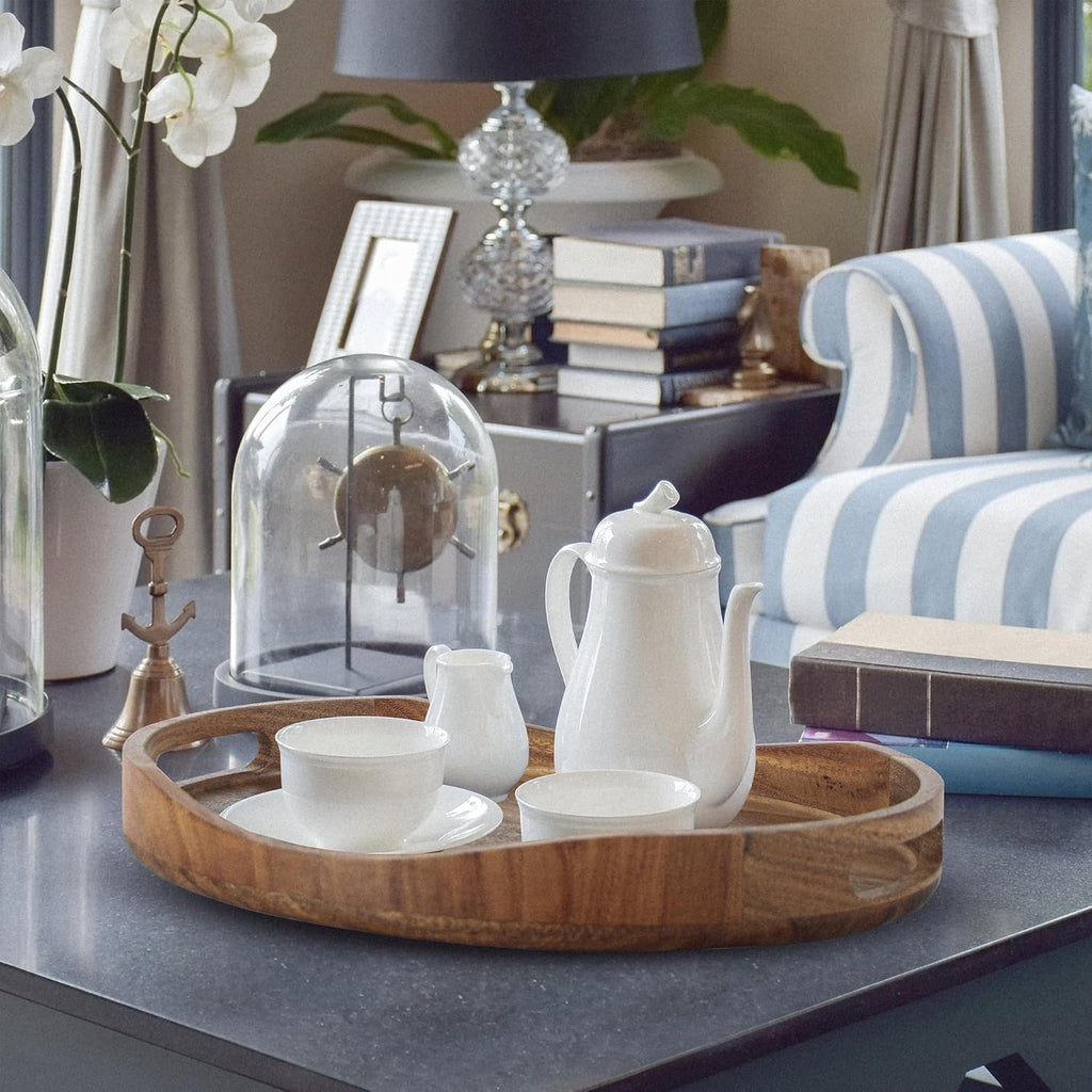 Decorative wooden tray for ottoman and living room