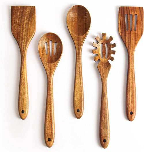 Eco-friendly wooden spoons and spatula set for cooking