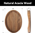 Large wooden serving tray for food and drinks