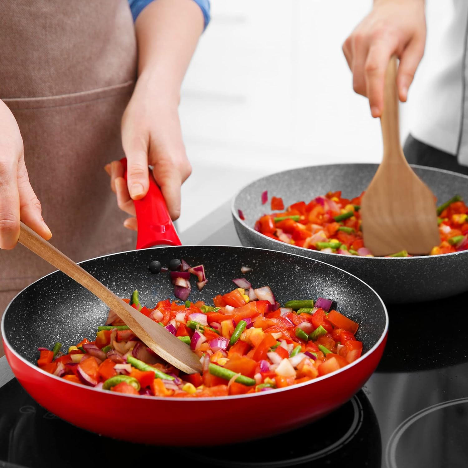 Natural acacia wooden cooking spoons for non-stick cookware
