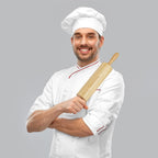 Natural wood rolling pin for pizza dough preparation