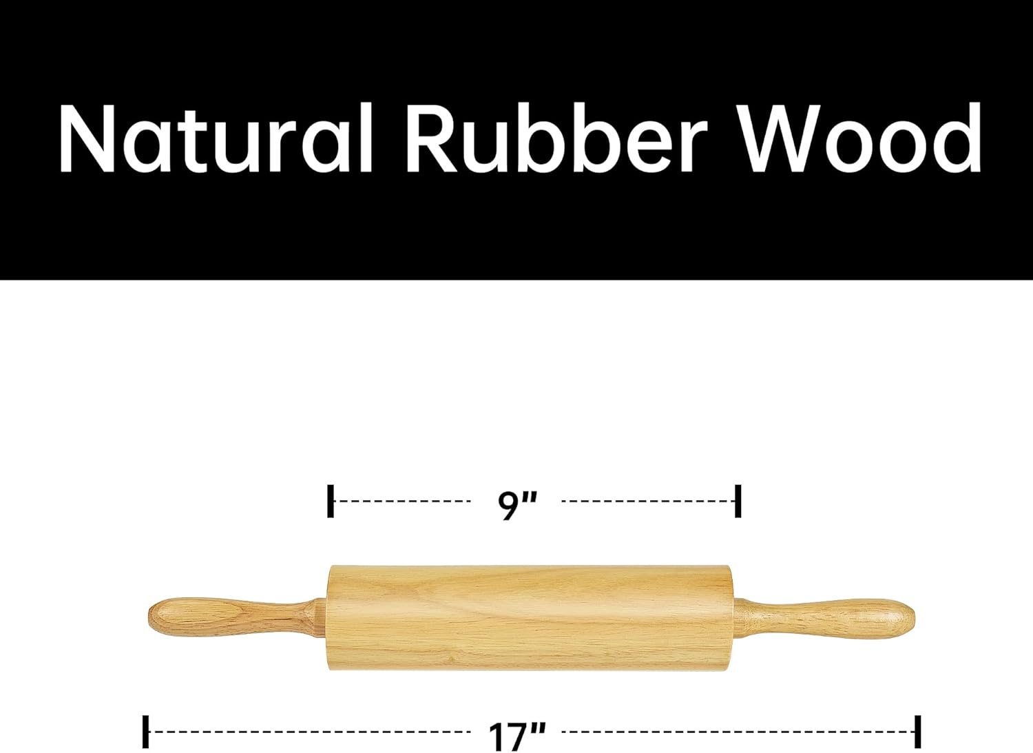 Norevo wooden baking pin with ergonomic handles