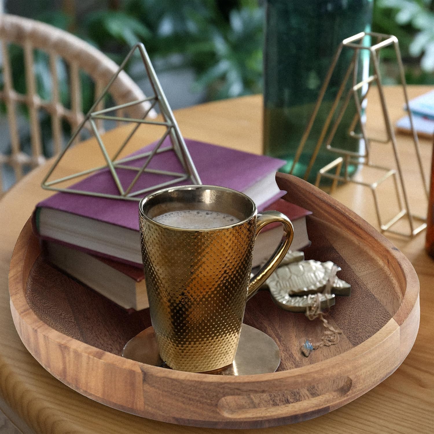 Rustic breakfast in bed tray made from acacia wood