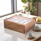 Wooden tea storage chest with clear top window